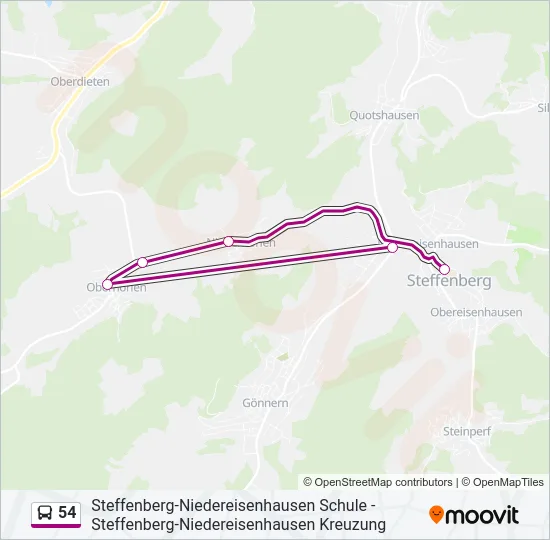 54 Bus Line Map