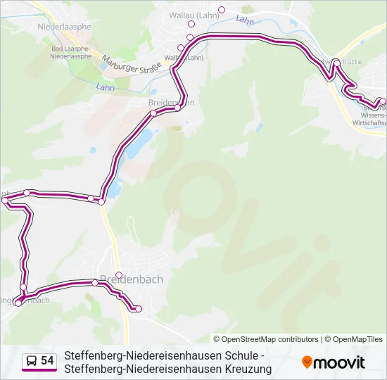 54 Bus Line Map