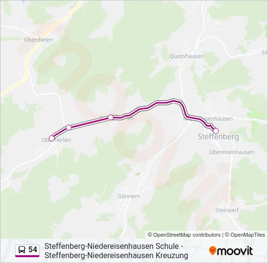 54 Bus Line Map