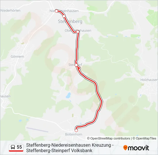 55 Bus Line Map