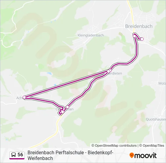 Автобус 56: карта маршрута