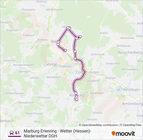 Автобус 61: карта маршрута