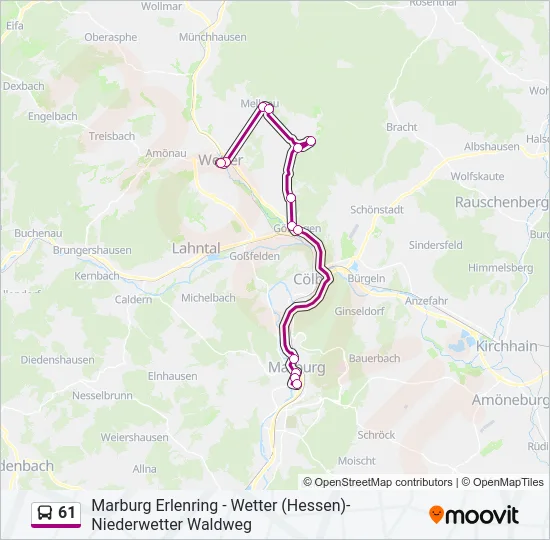 61 Bus Line Map