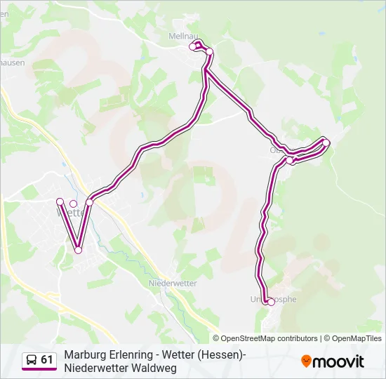 61 Bus Line Map