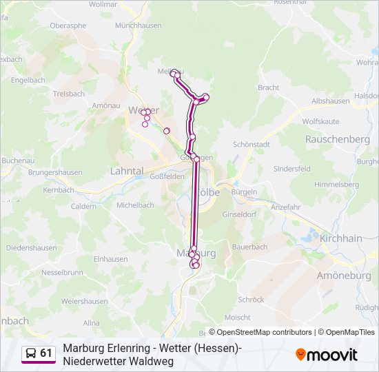 Buslinie 61 Karte