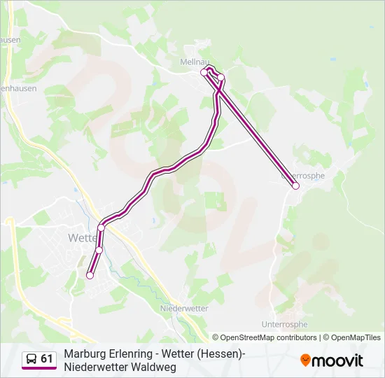 61 Bus Line Map