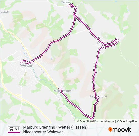 61 Bus Line Map