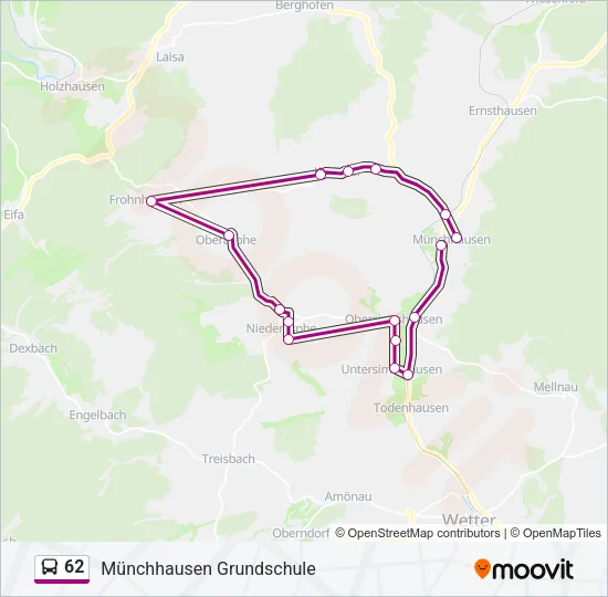62 Bus Line Map