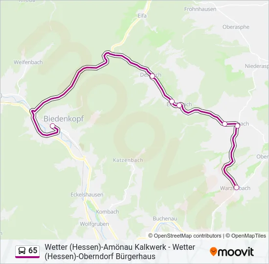 65 Bus Line Map
