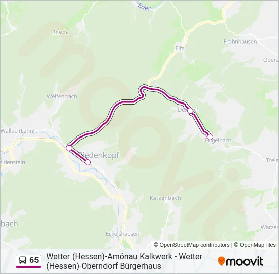 65 Bus Line Map