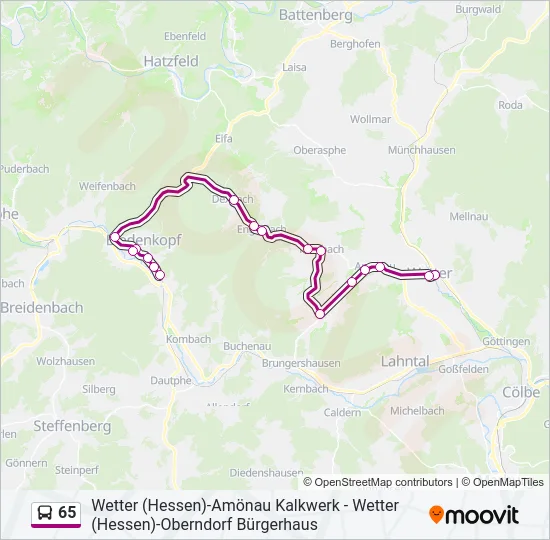 65 Bus Line Map