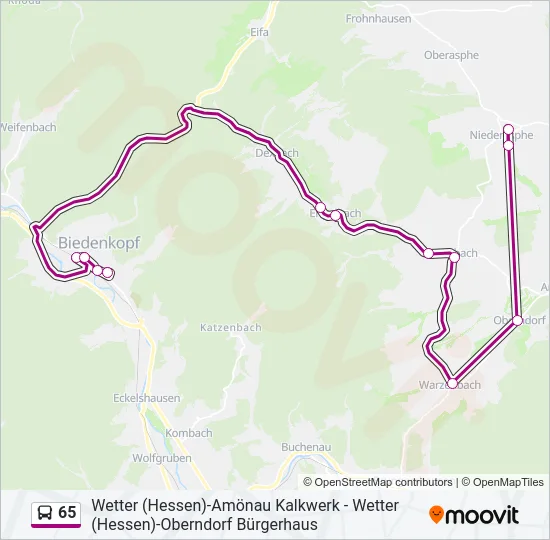 65 Bus Line Map