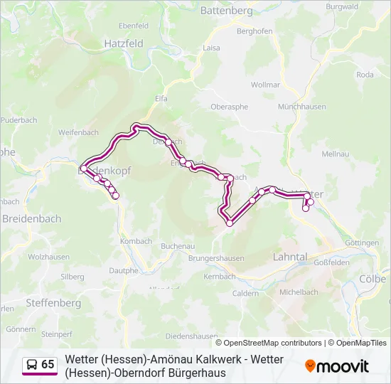 65 Bus Line Map