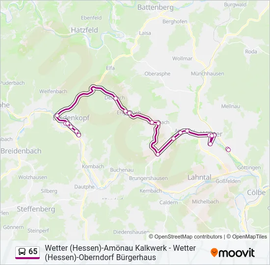 65 Bus Line Map