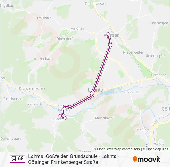 Автобус 68: карта маршрута