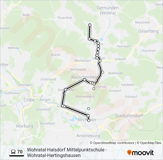 70 Bus Line Map