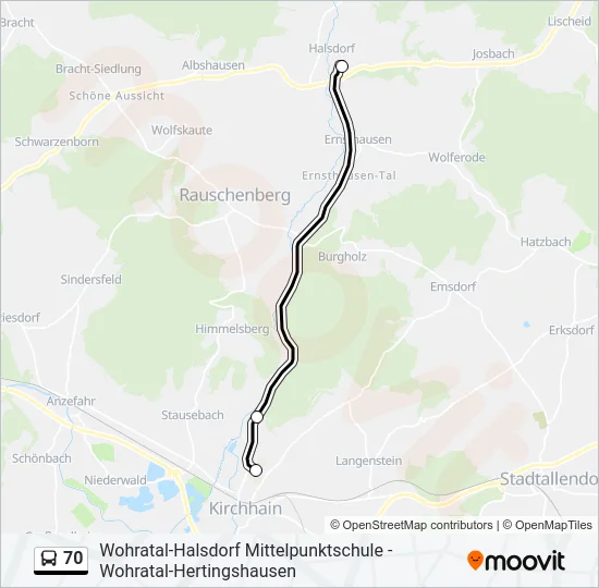 70 Bus Line Map