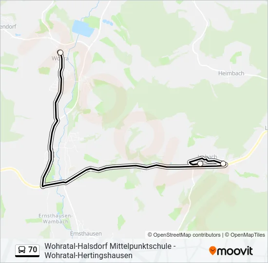 70 Bus Line Map