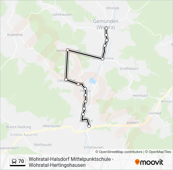 70 Bus Line Map