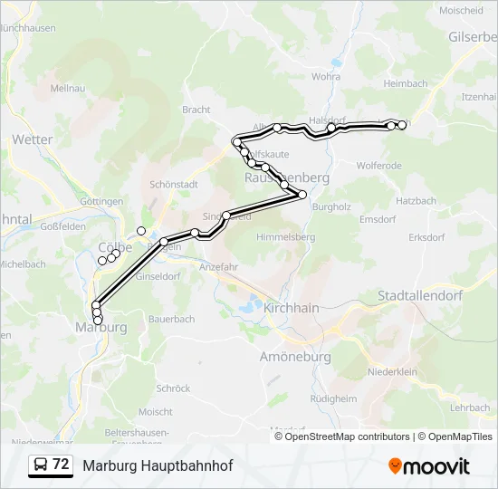 72 Bus Line Map