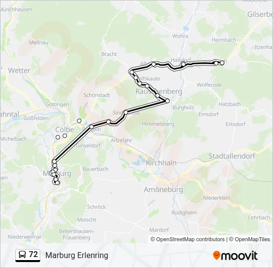 72 Bus Line Map