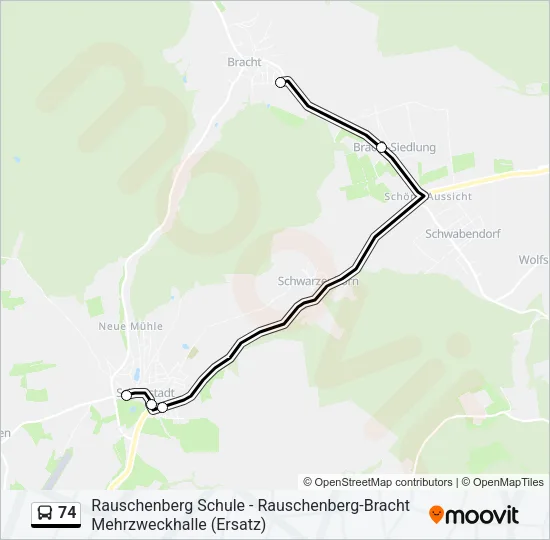74 Bus Line Map