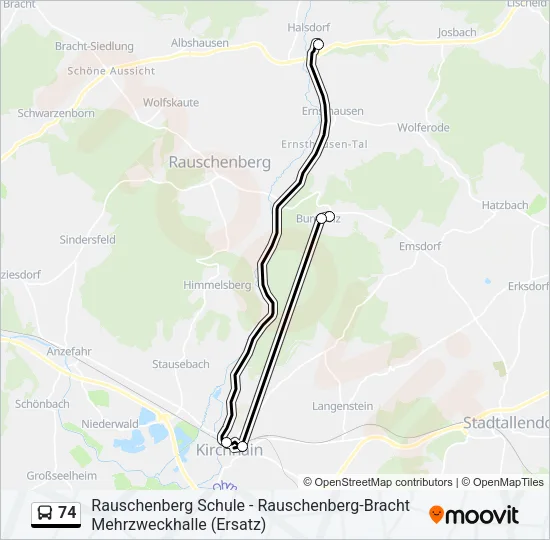 74 Bus Line Map