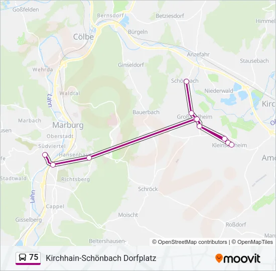 75 Bus Line Map
