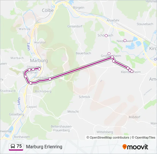 75 Bus Line Map