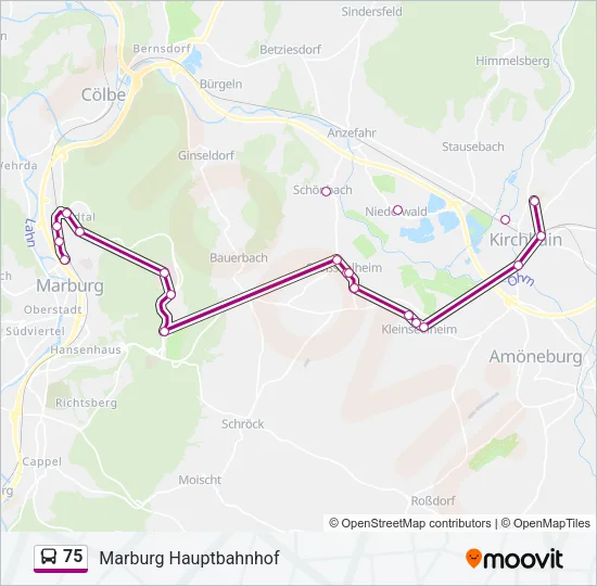 75 Bus Line Map