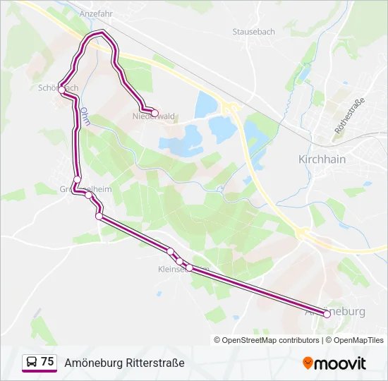 75 Bus Line Map