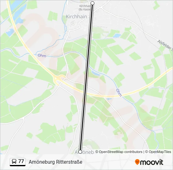 Автобус 77: карта маршрута