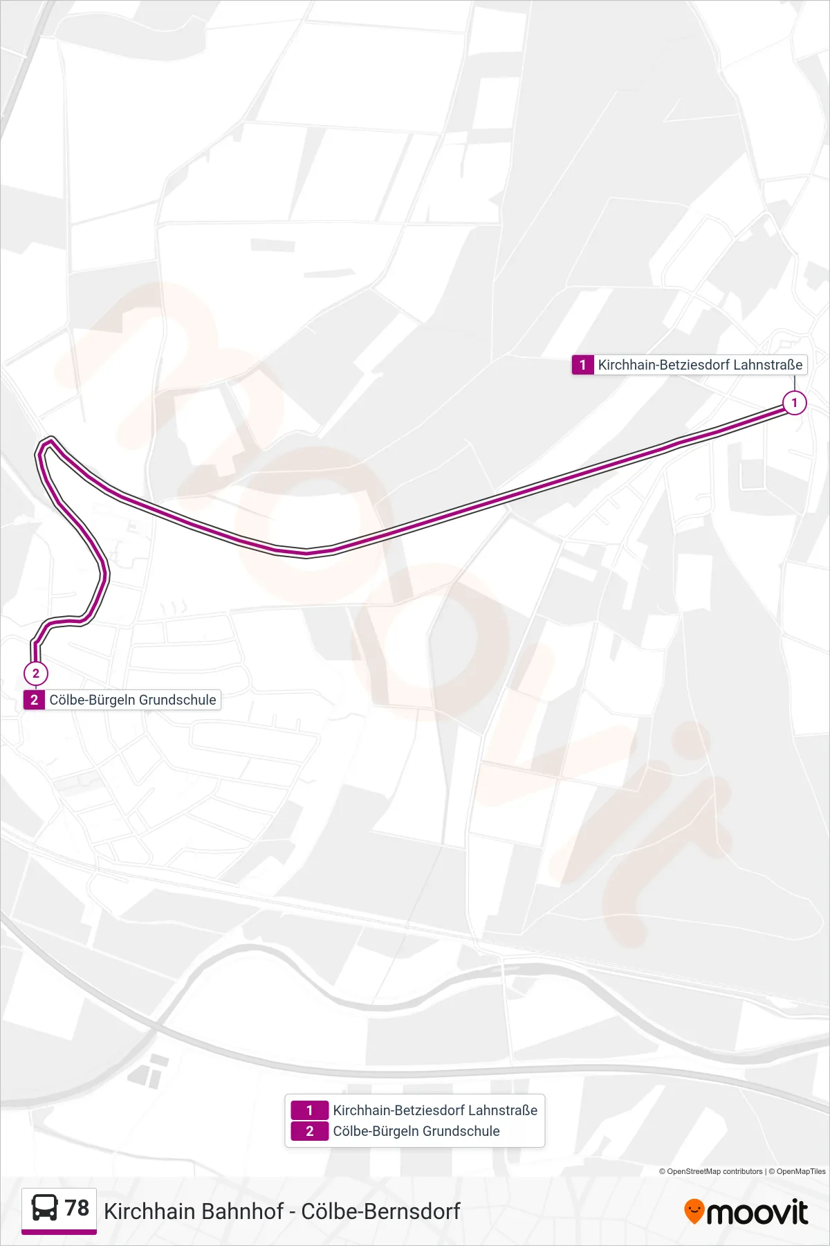 78 bus Line (Cölbe-Bürgeln Grundschule) route and stops on a map