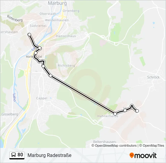 80 Bus Line Map