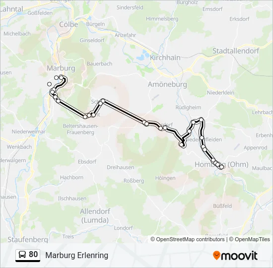 80 Bus Line Map