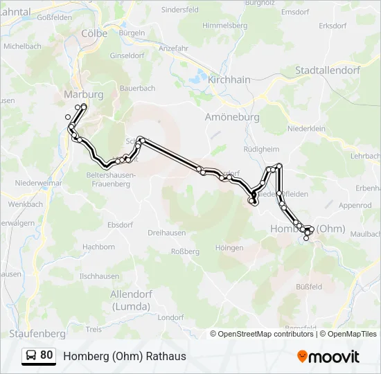80 Bus Line Map
