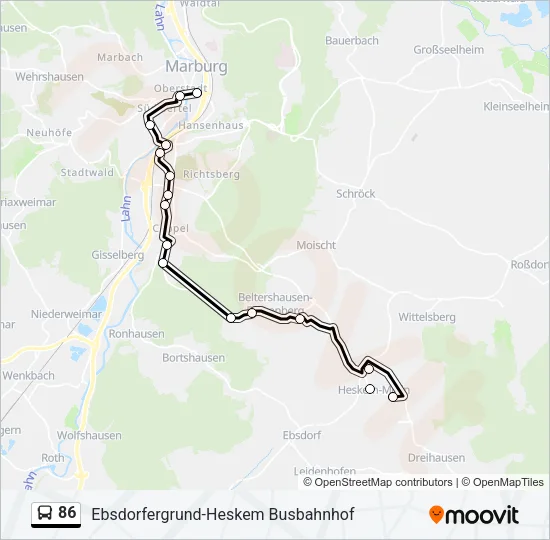 86 Bus Line Map