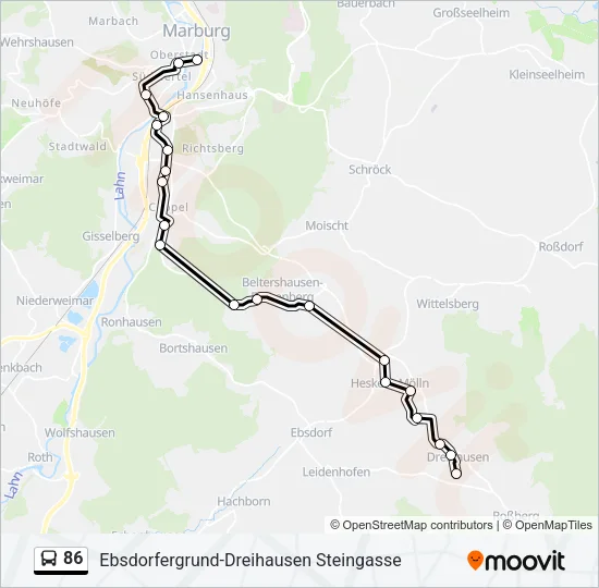 86 Bus Line Map