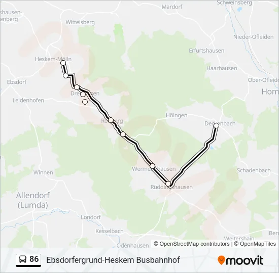 86 Bus Line Map