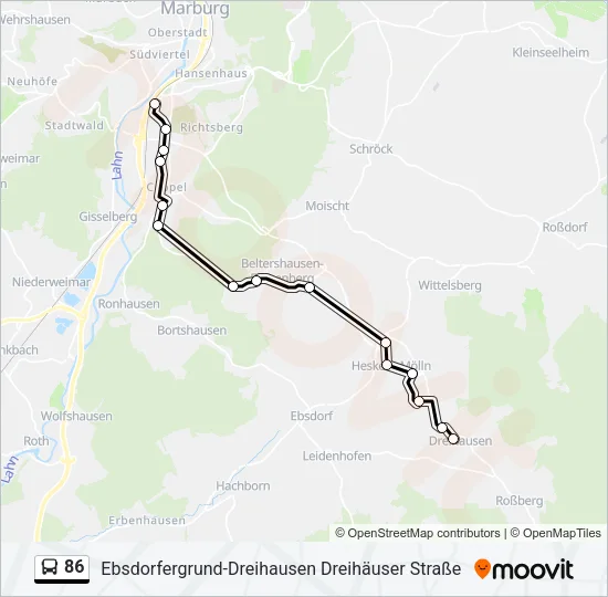 86 Bus Line Map