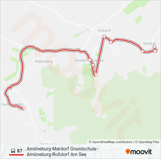 87 Bus Line Map