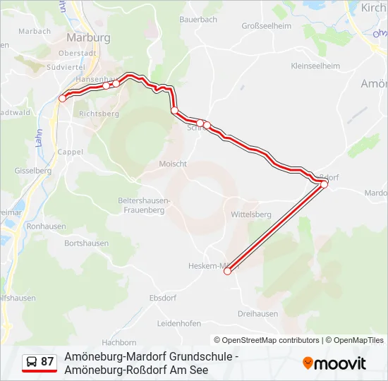 87 Bus Line Map