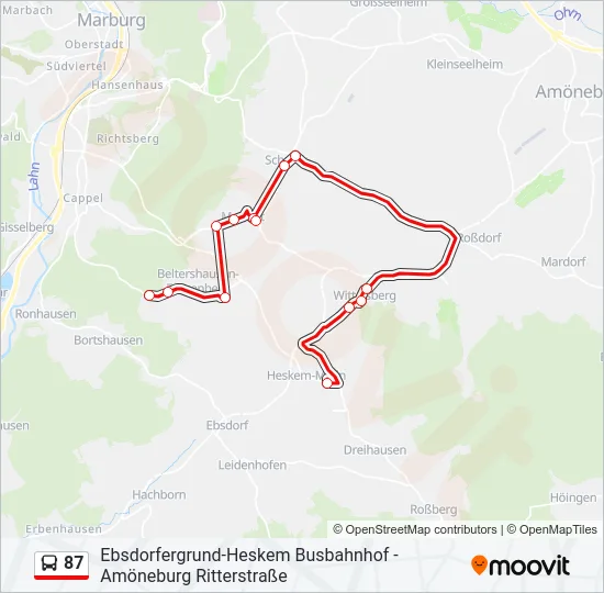 87 Bus Line Map