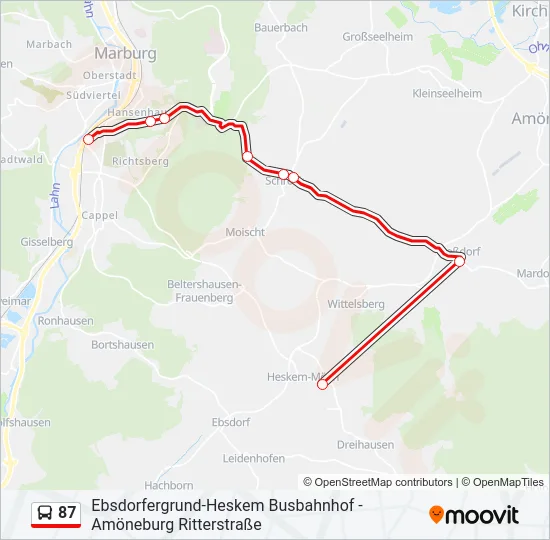 87 Bus Line Map