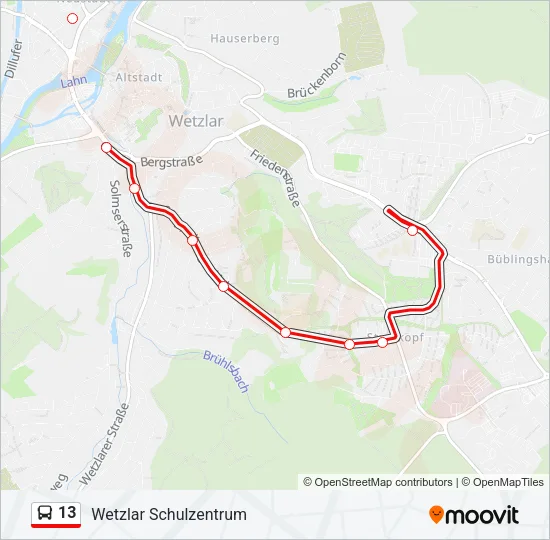 13 Bus Line Map