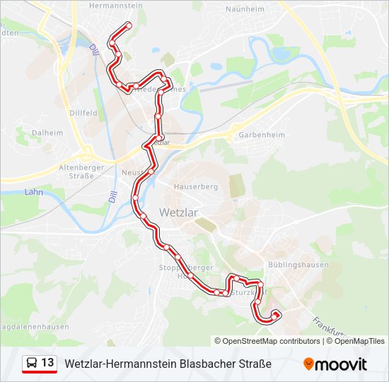 13 Bus Line Map