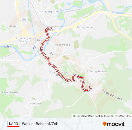 13 Bus Line Map