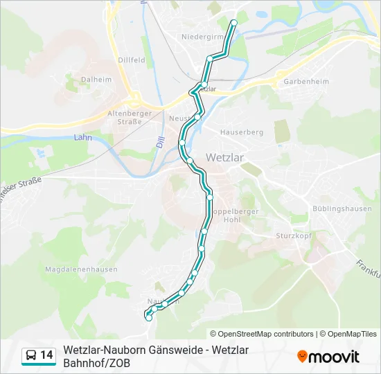 Автобус 14: карта маршрута