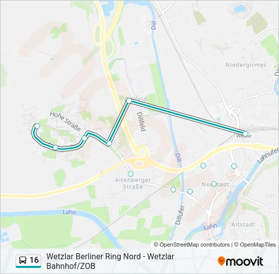 16 Bus Line Map