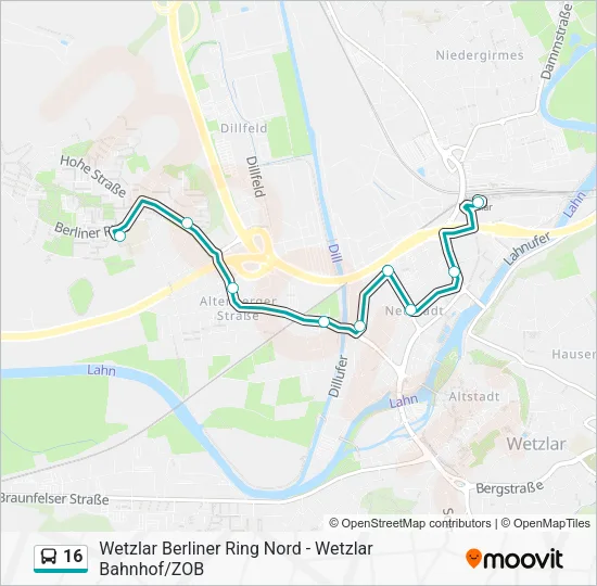 16 Bus Line Map